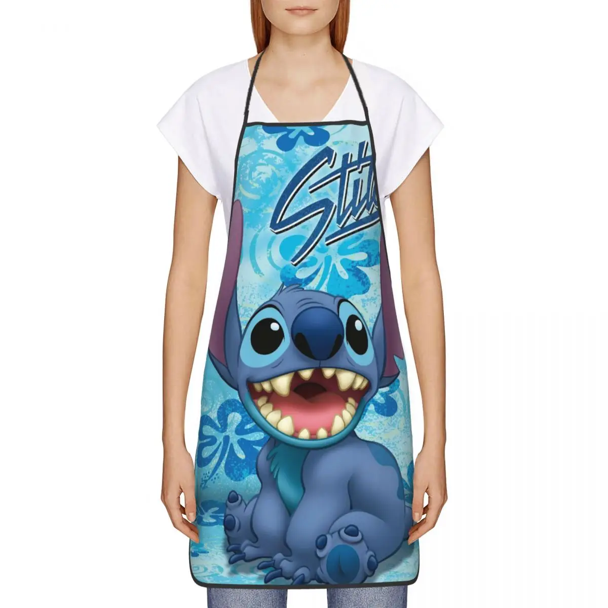 Custom Unisex Little Monster Stitch Kitchen Chef Cooking Baking Apron Men Women Cartoon Tablier Cuisine for Gardening