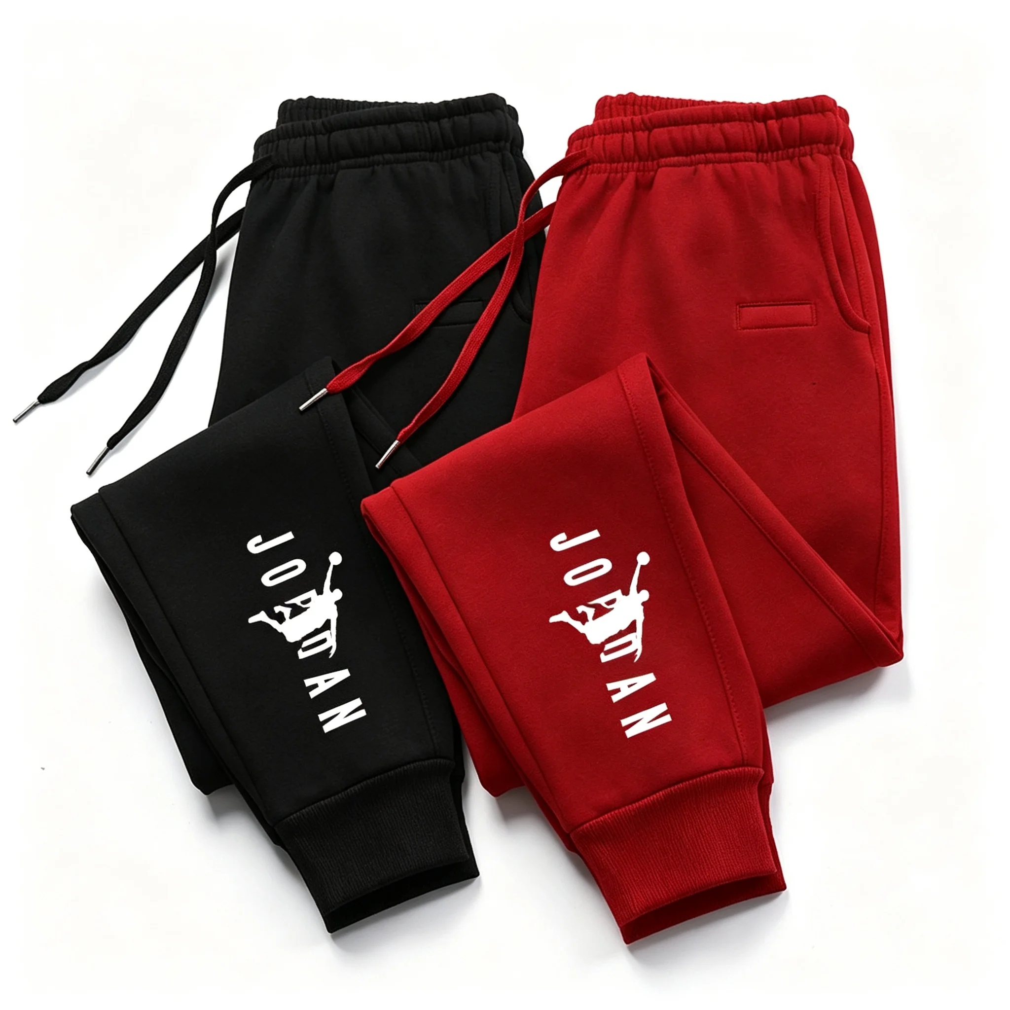 Two Pairs of Men's and Women's Casual Sports Sweatpants for Autumn and Winter, with Comfortable Character Printed Fabric