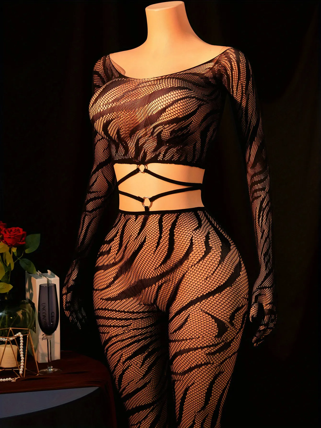 

Женский комплект сексуального нижнего белья из 2 предметов, ажурный костюм куклы, колготки, сексуальное карнавальное сетчатое боди, клубная одежда