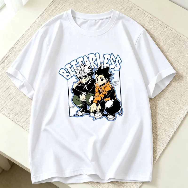 Hunter Anime Couple Character Graphic Tee Unisex Short Sleeve T‑Shirt Soft Cotton Streetwear Tops Birthday Gift for Otaku Lovers