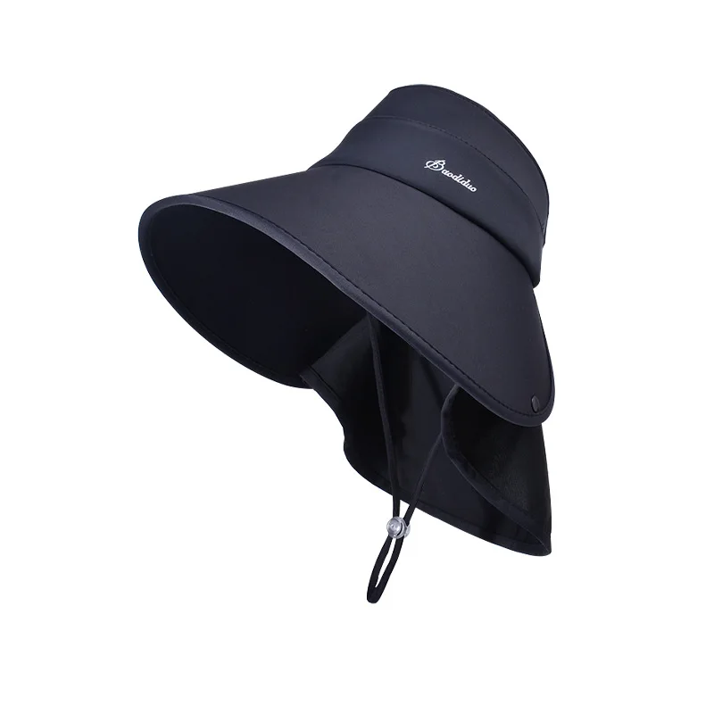 New Summer Women Big Brim Fisherman Hat Sun Uv Protection Sunshade Bucket Hat Empty Top Cap Female Fashion Waterproof Travel Hat