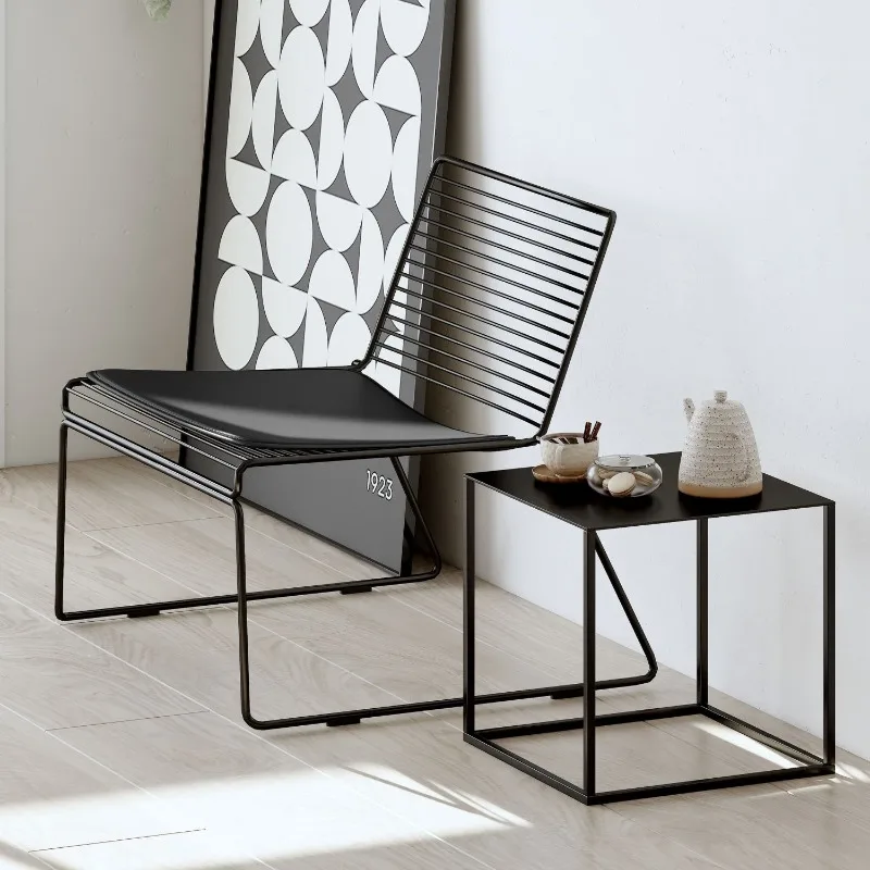Modern dining chair light luxury wrought iron outdoor table and chair balcony leisure backrest