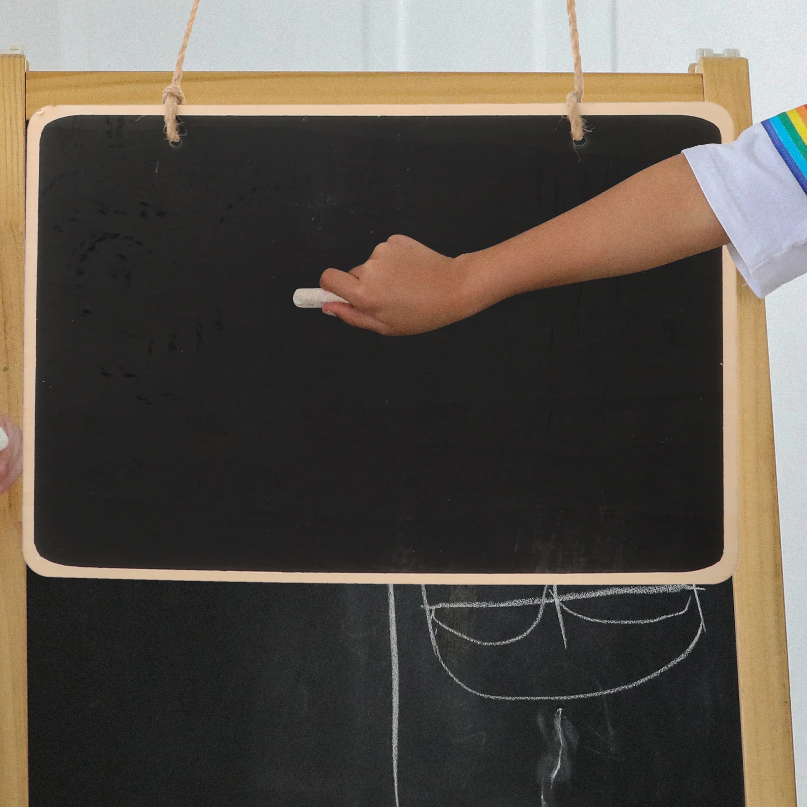 

Mini Blackboard Wood Chips Wooden Chalkboard Rustic Decor Sign Door Hanging Wall Memo DIY Writing Erasable Pendant