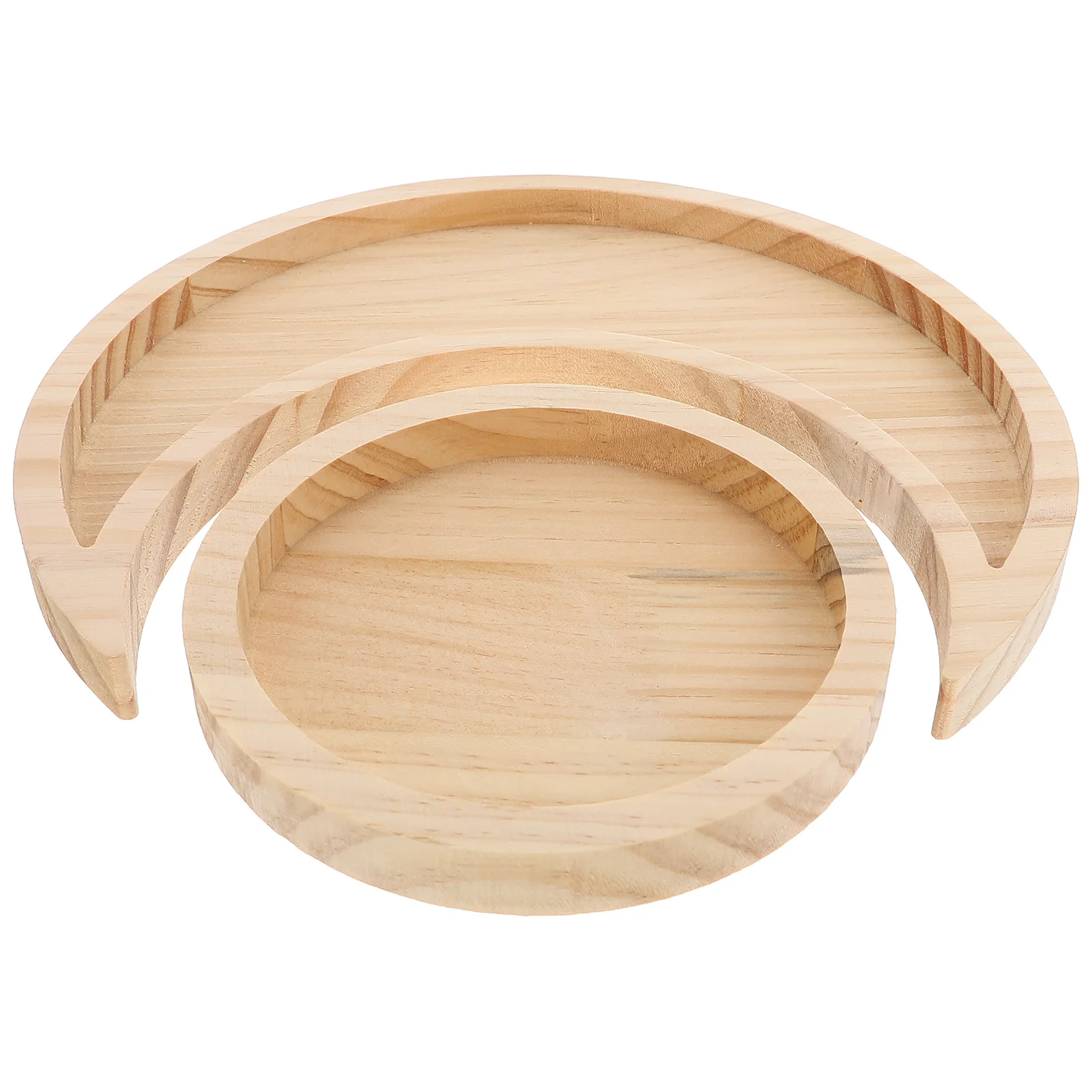 

2Pcs Pine Storage Tray Premium Wood Practical Durable Jewelry Plate Decorative Versatile Moon Shape Lipstick Cosmetics