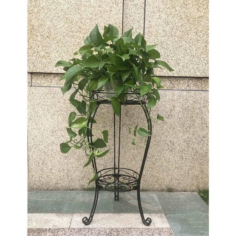 2 Tier 28.4inch Tall Metal Plant Stand Flower Pot Stand Rack 11.8 inches Diameter Holds Big Heavy Plants,Black