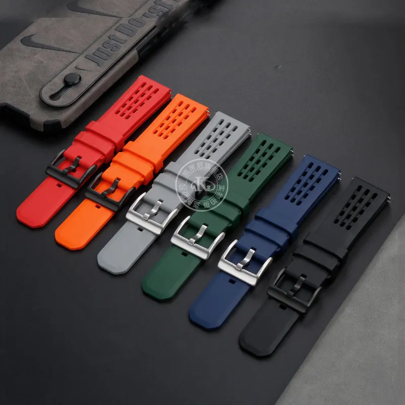 New Design Premium-Grade Porous Structure Quick Release Fluorine Rubber Watch Strap 20mm 22mm for Breitling Outdoor Sports Strap