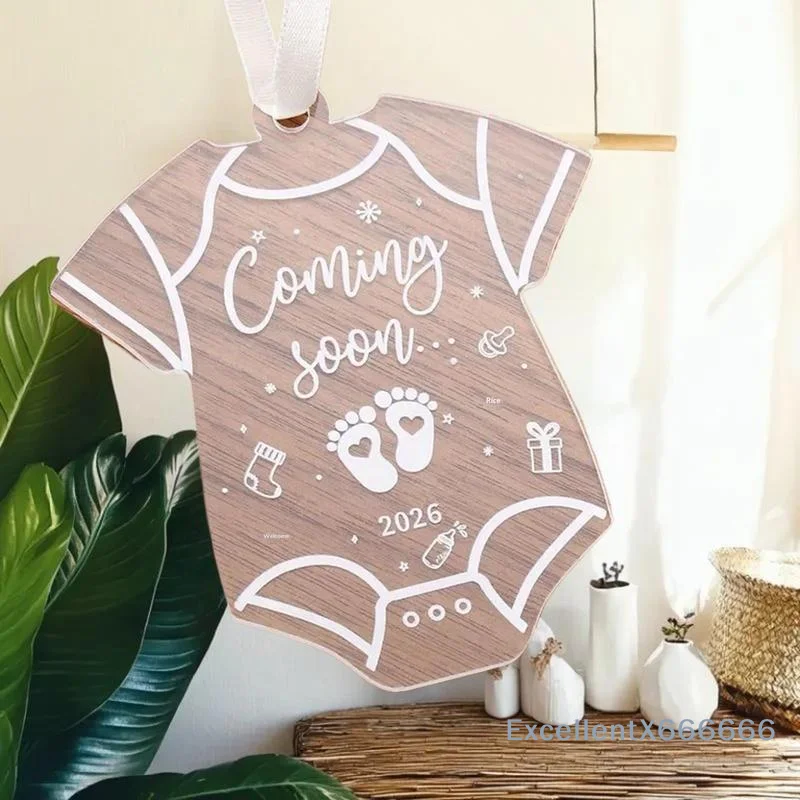 Voetafdrukken Decor "Coming Soon" - 2026 Transparant acryl hangend ornament voor babyborrels