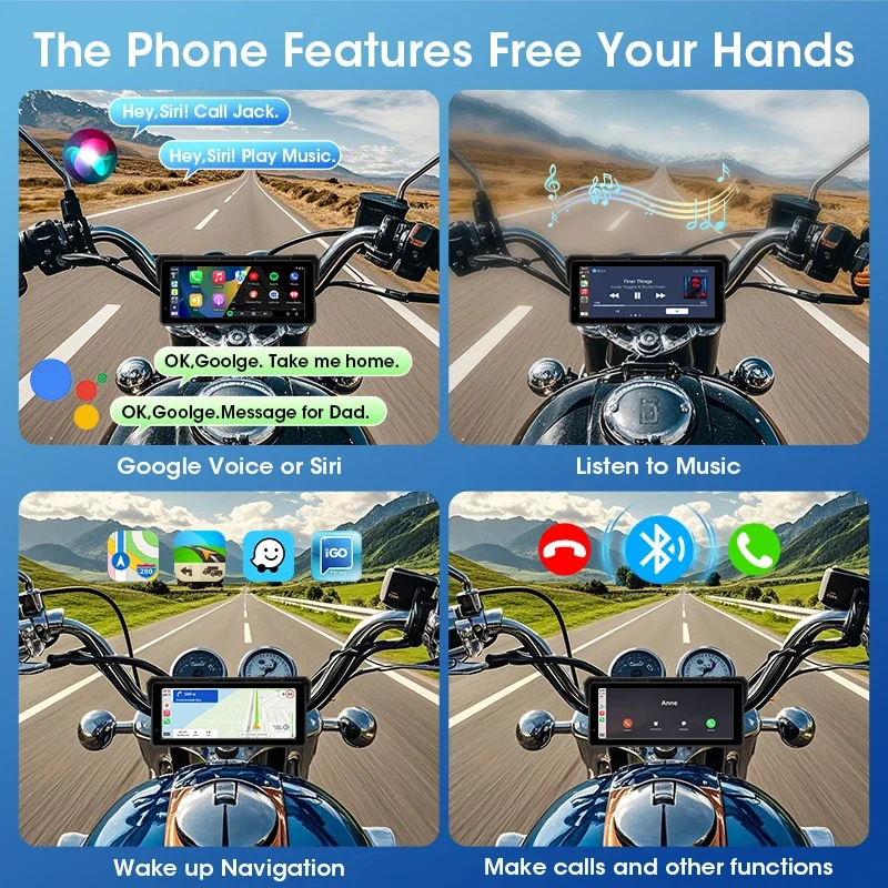 8.1 "دراجة نارية DVR 4K + 1080P نظام تحديد المواقع والملاحة اللاسلكية Carplay أندرويد السيارات IPX7 مقاوم للماء عرض محرك مسجل المزدوج بلوتوث