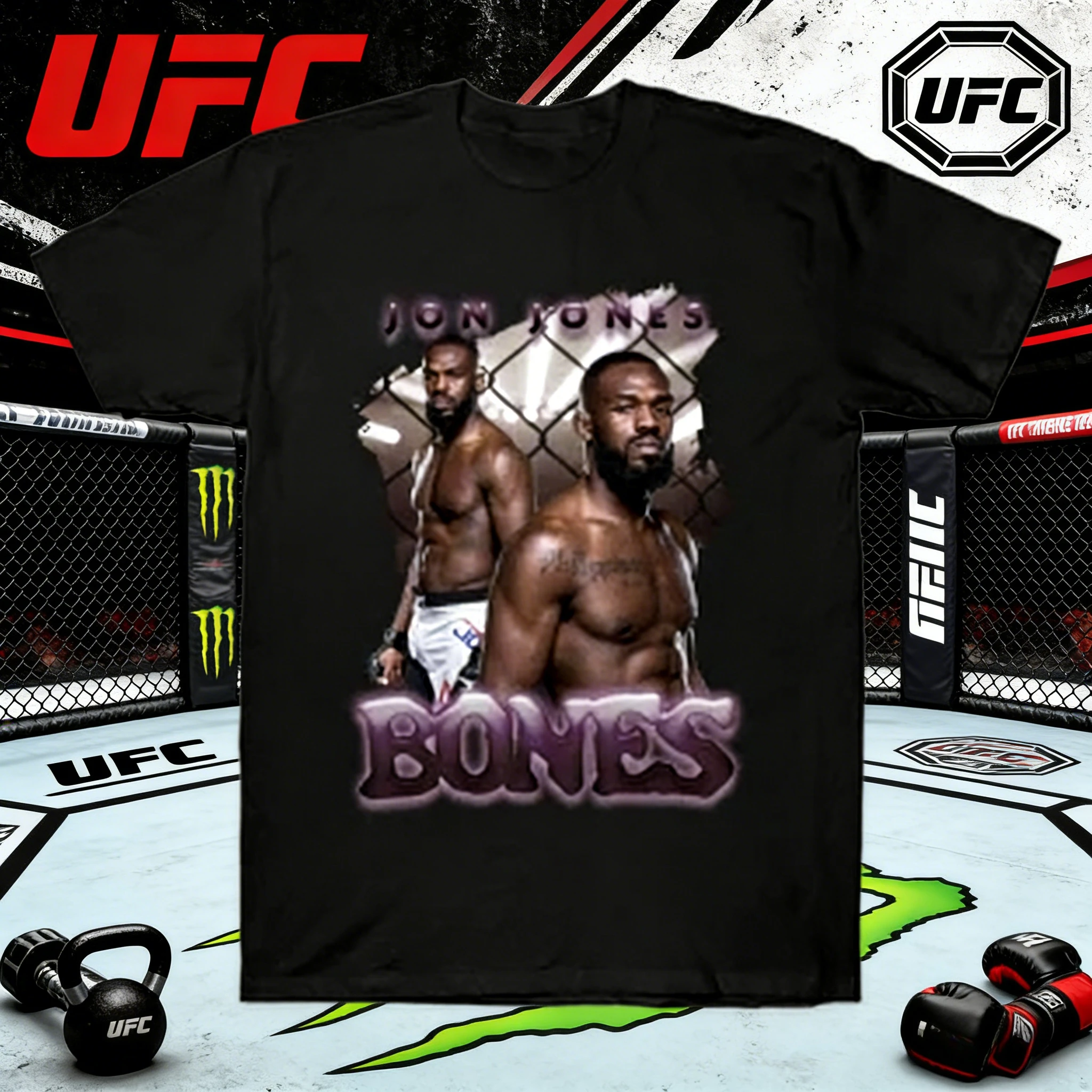 

UFC Jon Jones Collection - Summer 2026 100% Cotton Printed Casual Fashion Trend T-Shirt - Suitable for Both Men and Women