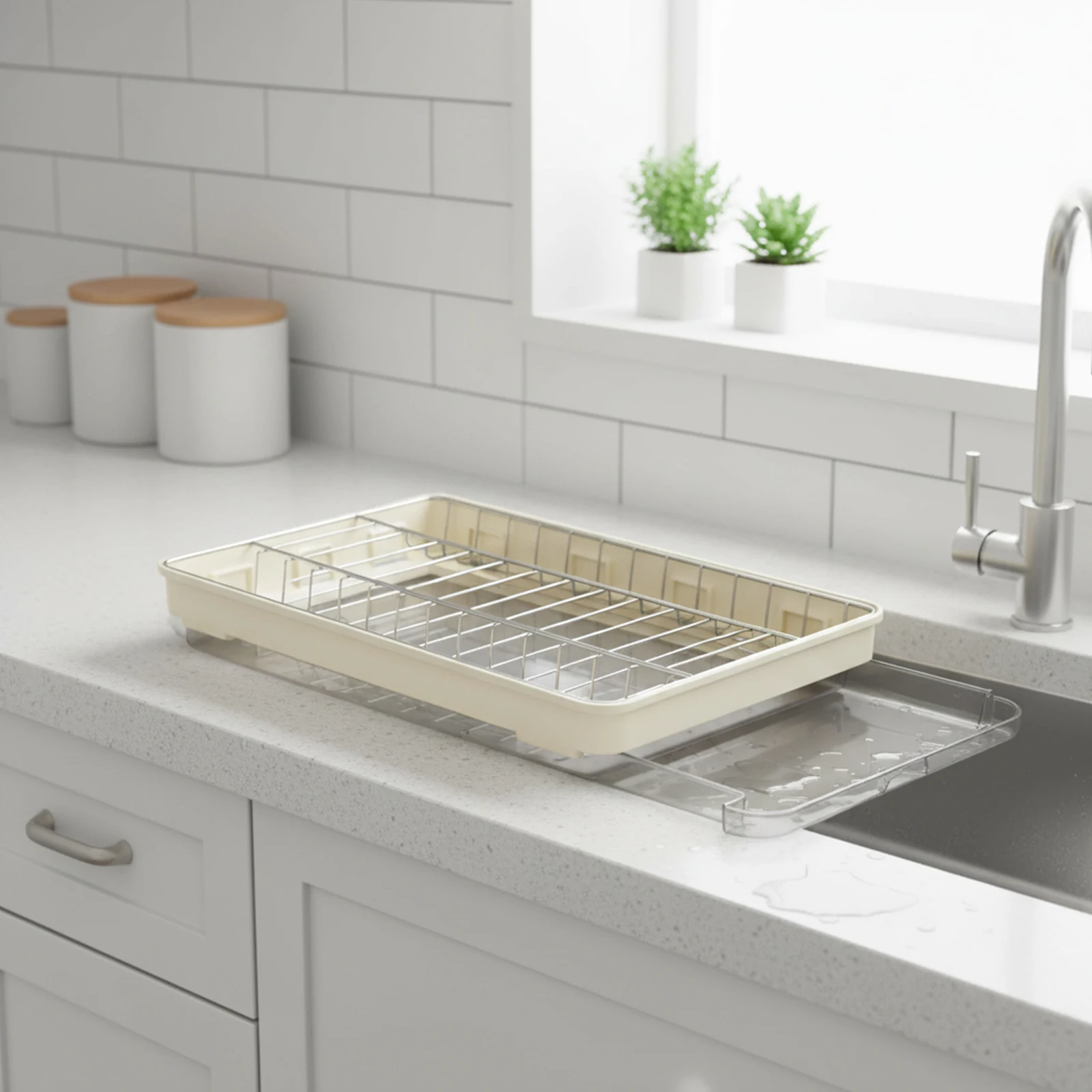

Automatic Draining Kitchen Storage Adjustable Design Compact Storage Efficient Drainage Automatic Draining Dish Rack