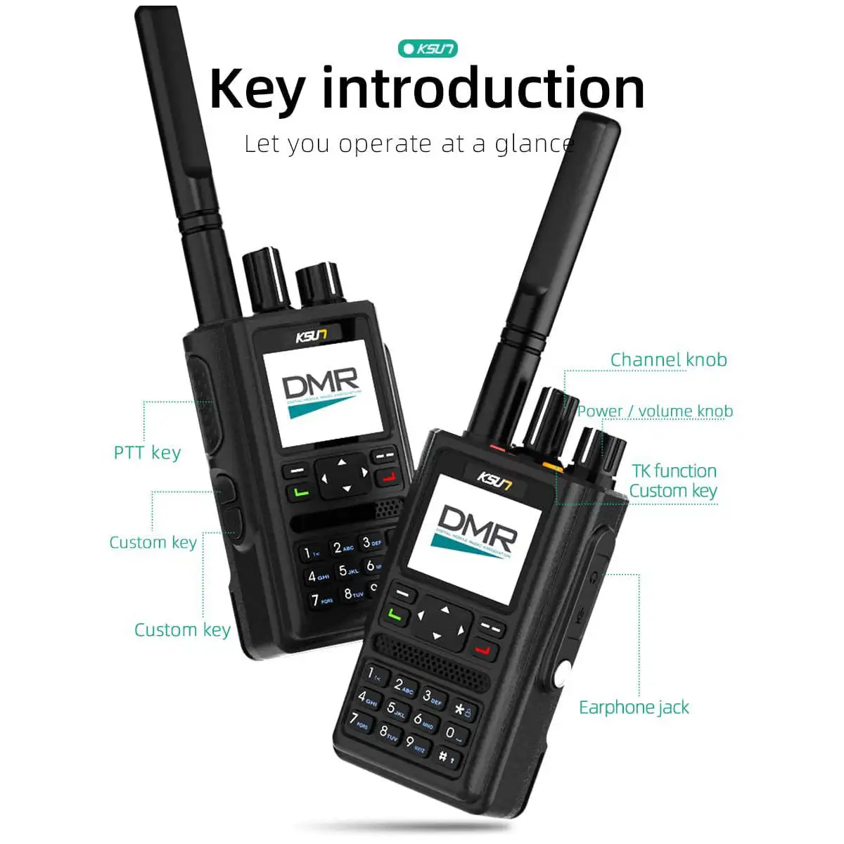 KSUN DM10 디지털 모바일 라디오 UV 듀얼 밴드 워키토키 DMR 모바일 스마트폰 라디오(GPS 포함)