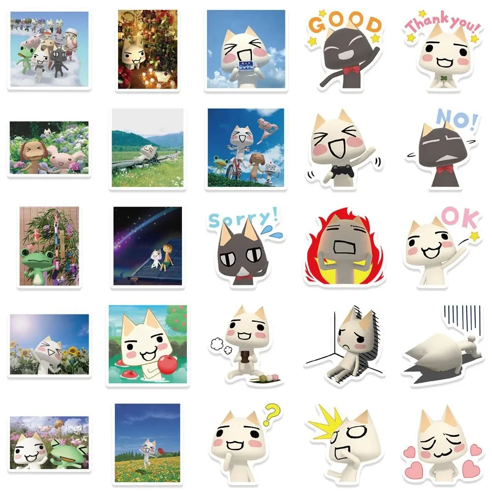 10/30/50pcs Cartoon Toro Inoue Cat Stickers Aesthetic Kawaii Cartoon Decal Waterproof DIY laptop Car Stationery Kids Sticker Toy