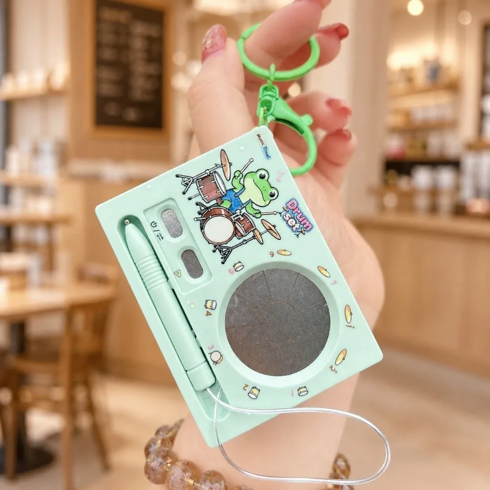Recording Function Electronic Drum Keychain Mini Size Portable Electronic Piano Drum Keychain Playable Cute Music Keychain