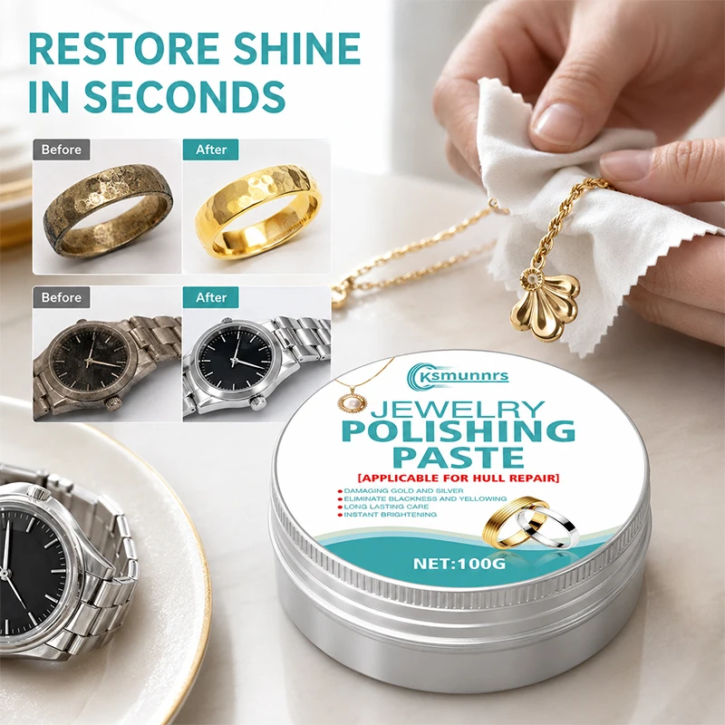 100g Jewelry Polishing Paste, Gold Silver Polish Cleaner and Oxidation Remover for Rings, Necklaces and Bracelets