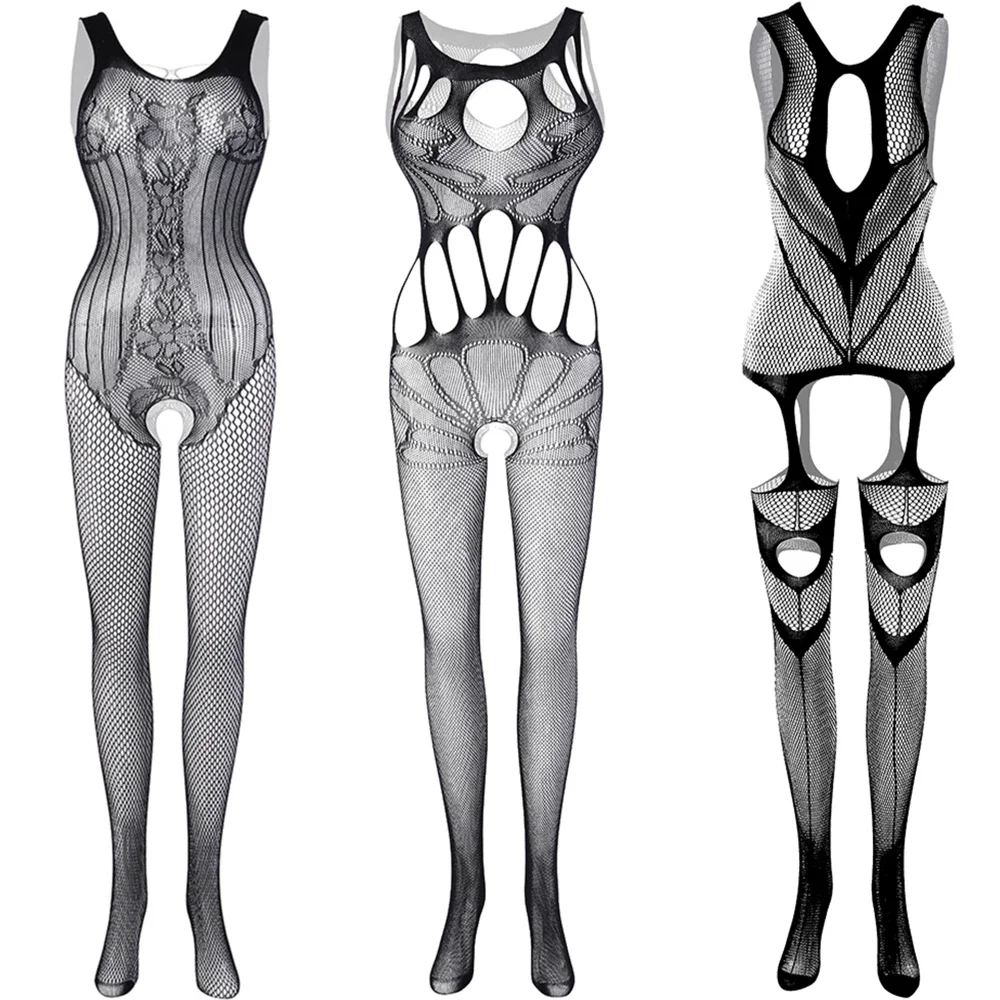 

Adult Men Fishnet Bodysuit High Elastic Full Body Stocking Costumes Sexy Transparent Jumpsuit Male Erotic Mesh Hollow Body Suit