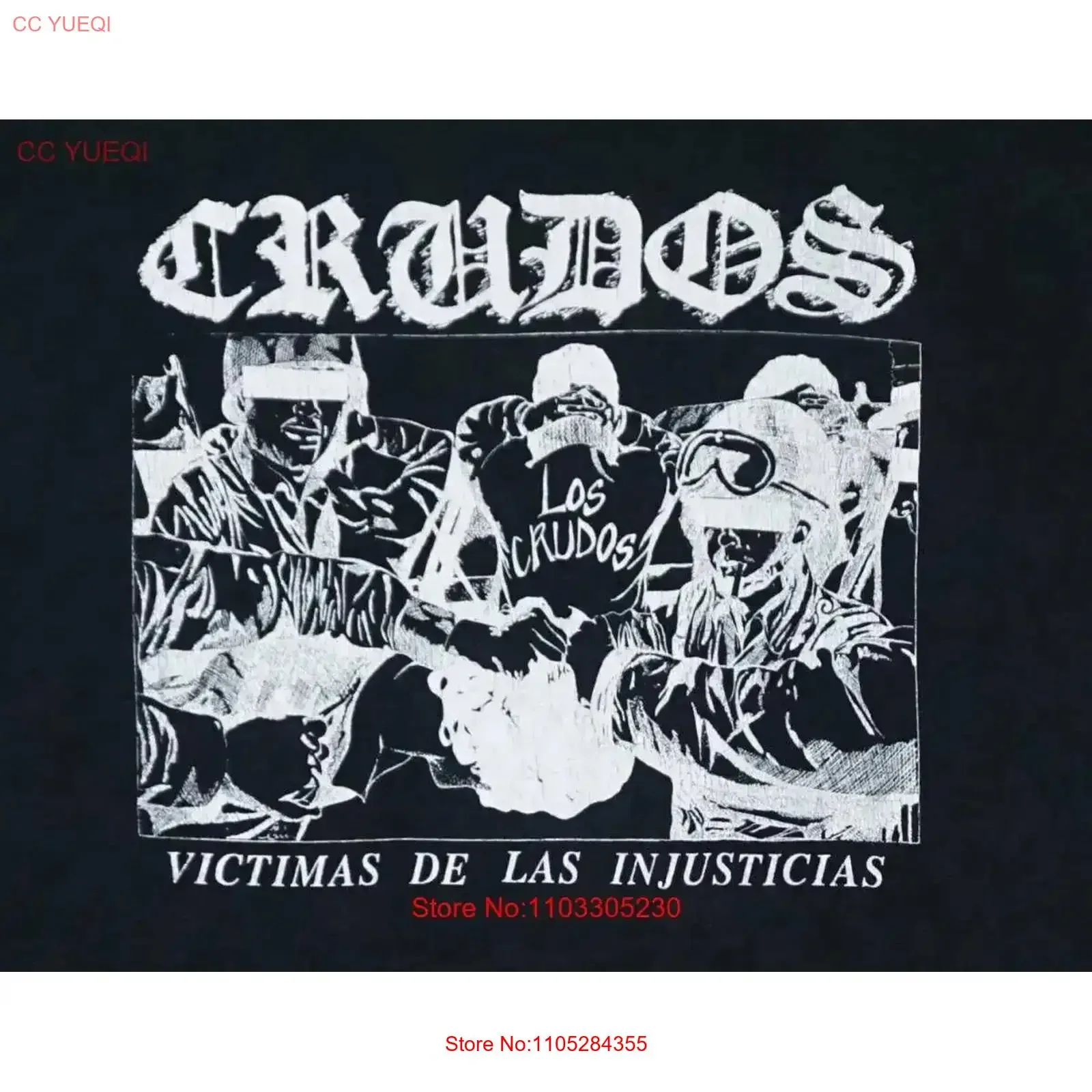 90's LOS CRUDOS VICTIMAS DE LAS INJUSTICIAS Men S 234XL T Shirt Black ND693 vintage Washed Soft designer clothes Stylish