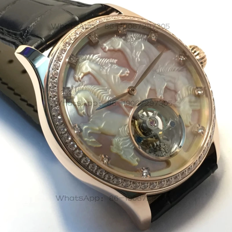 

Часы с турбийоном ST8000, сапфировым стеклом, 42 мм. Мужские механические часы Shell Carving