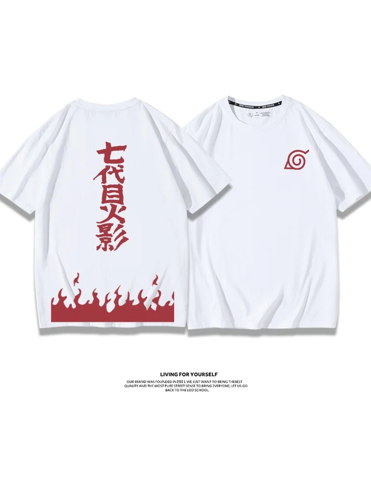 تي شيرت رجالي بأكمام قصيرة مستوحى من أنمي ناروتو، زي تنكري عصري للصيف، قميص فضفاض من القطن مطبوع وقابل للتنفس #4