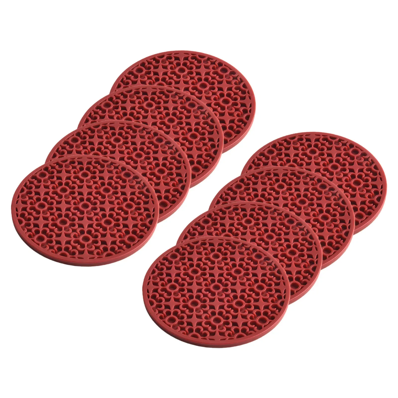 

Cup Mat Coasters New 10x10x0.4cm 8Pcs Coasters Drinks Cup For Coffee Kitchen Table Non-Slip Silicone Exquisite