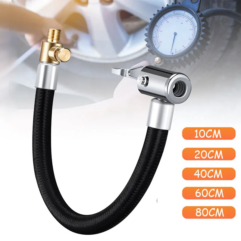 

10/20/40/60/80cm Car Mounted Inflation Pump Extension Pipe Connecting Hose Automobile Tire Rapidly Air Pump Chuck Inflation Tube