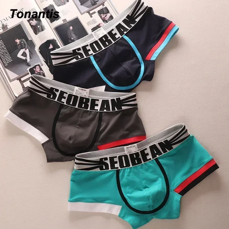 3PCS/SET Cotton Underwear For Men Fashion Multicolor Color Mid-Waist Boxer Shorts and Underpants Breathable Men\'s Panties