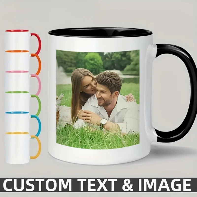 Custom Photo and Text Coffee Mug - Personalized Tea Cup Mugs for Valentine's Day, Christmas Gift