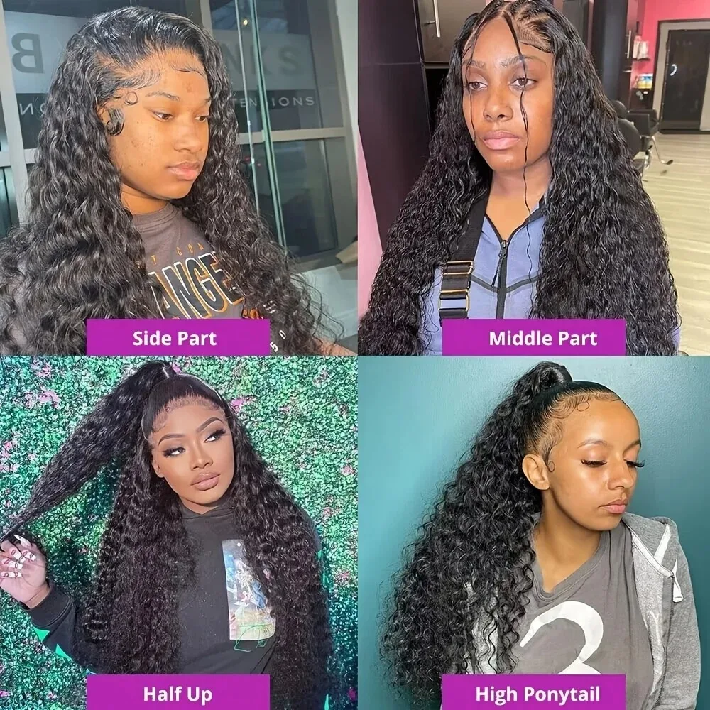 Deep Wave 30 40 Inch Lace Front Wig 200 Density 13x5 HD Transparent Lace Frontal Human Hair Wig PrePlucked For Black Women