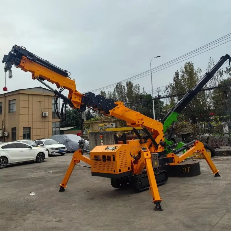 3-16Ton Compact Spider Crane with Telescopic Boom , Wireless Remote Control , 360 Slewing for Bridge Maintenance