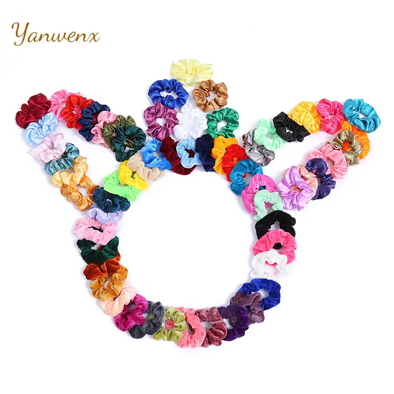 

Yanwenx 60pcs Hair Scrunchies Satin and Solft Velvet for Girls and Women Hairband Elastic hair ties