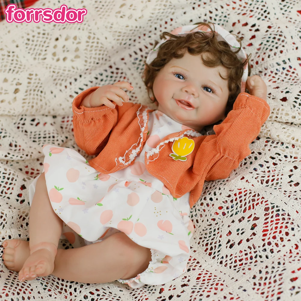 

19inch Full Body Vinyl Reborn Baby Doll Vivienne Newborn Lifelike Soft Touch Cuddly Baby with Rooted Hair Best Christmas Gifts