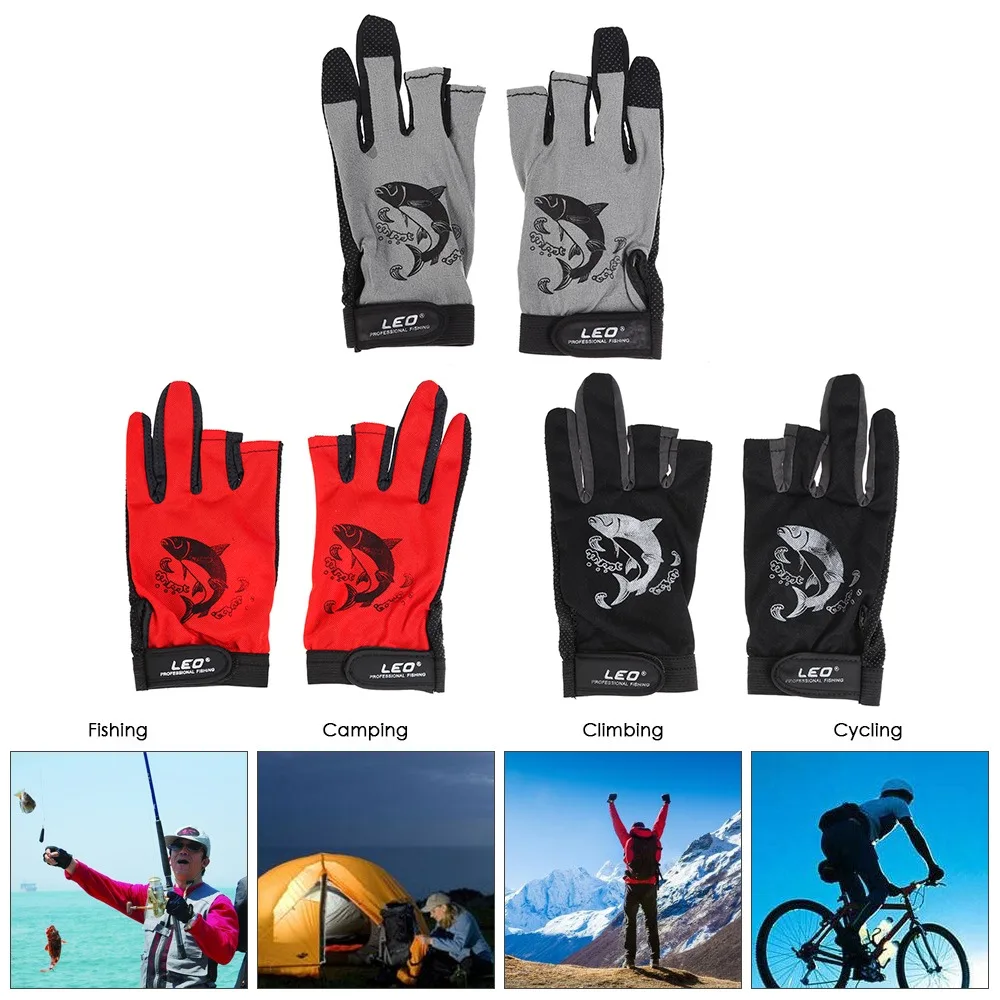 2 Pairs Durable Fingerless Fishing Gloves Anti-Slip Breathable Kayak Glove Lightweight 3 Colors Outdoor Sports Gloves Cycle