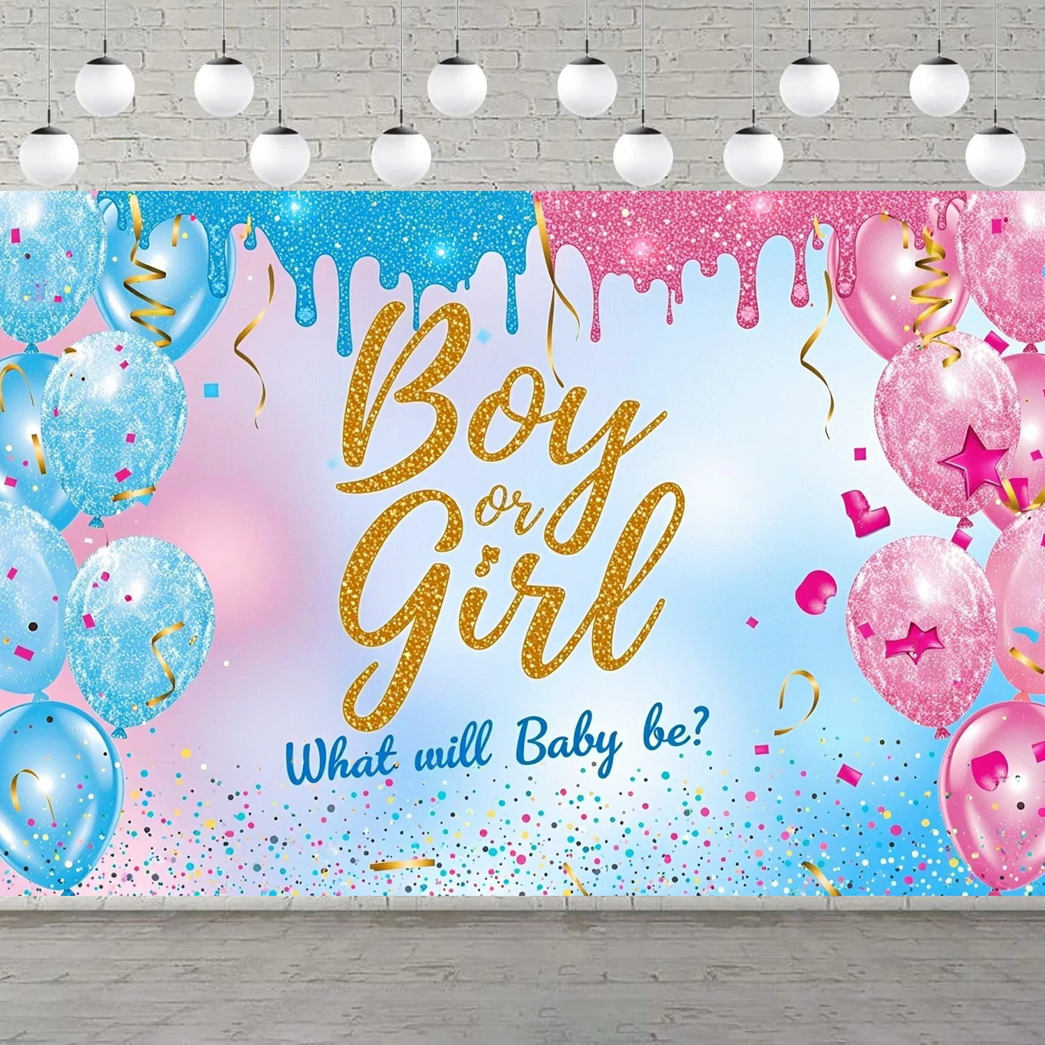 Baby Gender Reveal Boy or Girl He or She Background Baby Shower Party Decoration Banner Newborn Pregnant Mom Photography Supplie