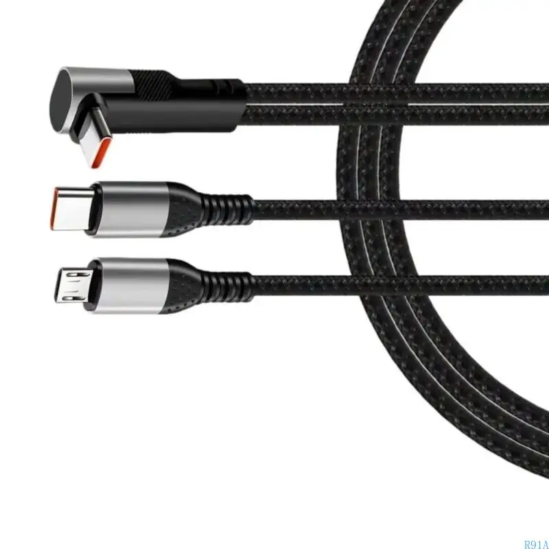 R91A potente cavo ricarica doppia USB/Tipo C da 66W per smartphone e laptop