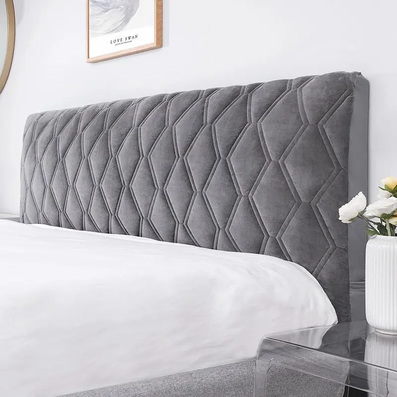 

Thicken Soft Fabric Headboard Cover All-inclusive Super Soft Smooth Quilted Head Cover Solid Color Bed Back Dust Protector Cover