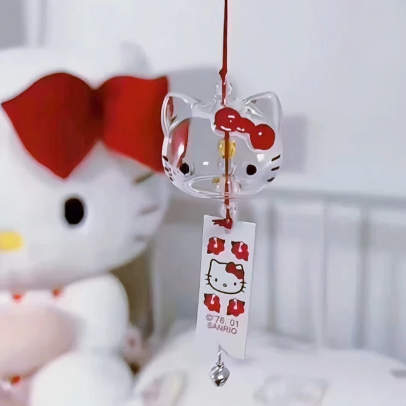 Hello Kitty Wind Chime Japanese Style Glass Garden Hanging Outdoor Decoration Pendant Wind Chime Ornament Home Decoration Gift