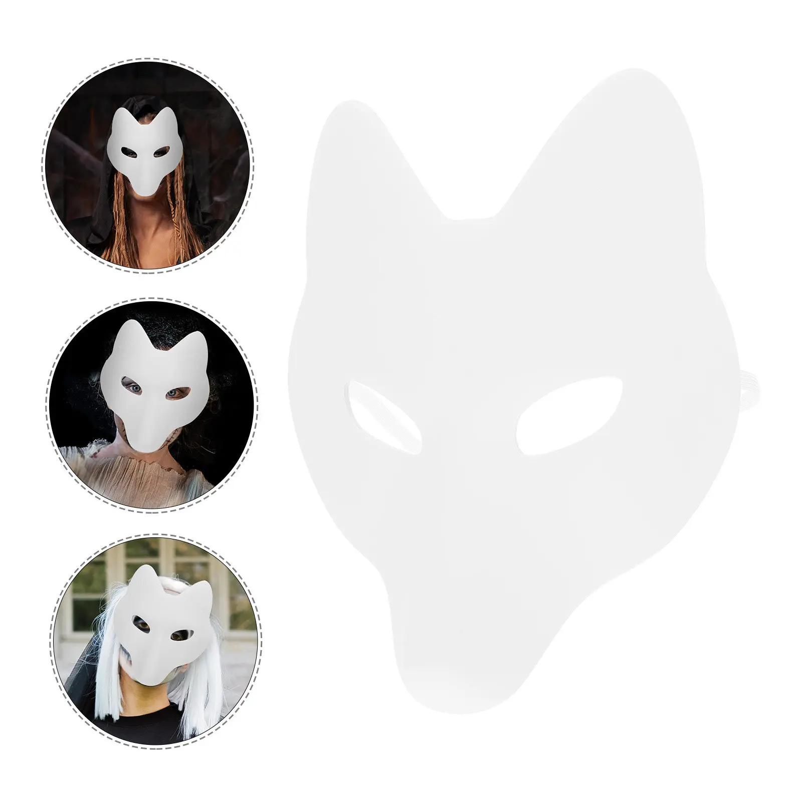 

White Fox Mask Blank DIY Face Mask Light Weight Premium Material for Masquerade Ball Costume Party Mardi Gras Wedding Prom