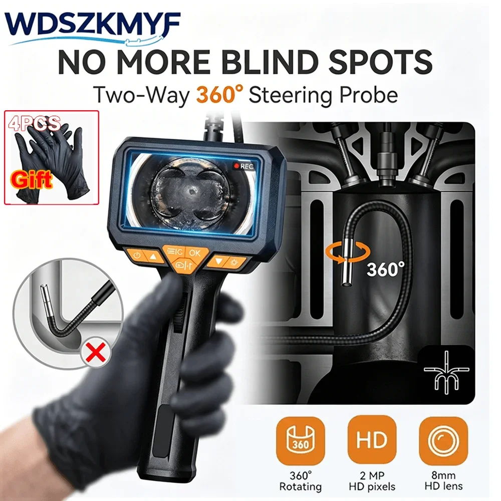 

4.3'' screen 360 ° Two-Way steering 6mm endoscope HD camera automotive maintenance engine industrial pipeline detector GIFT