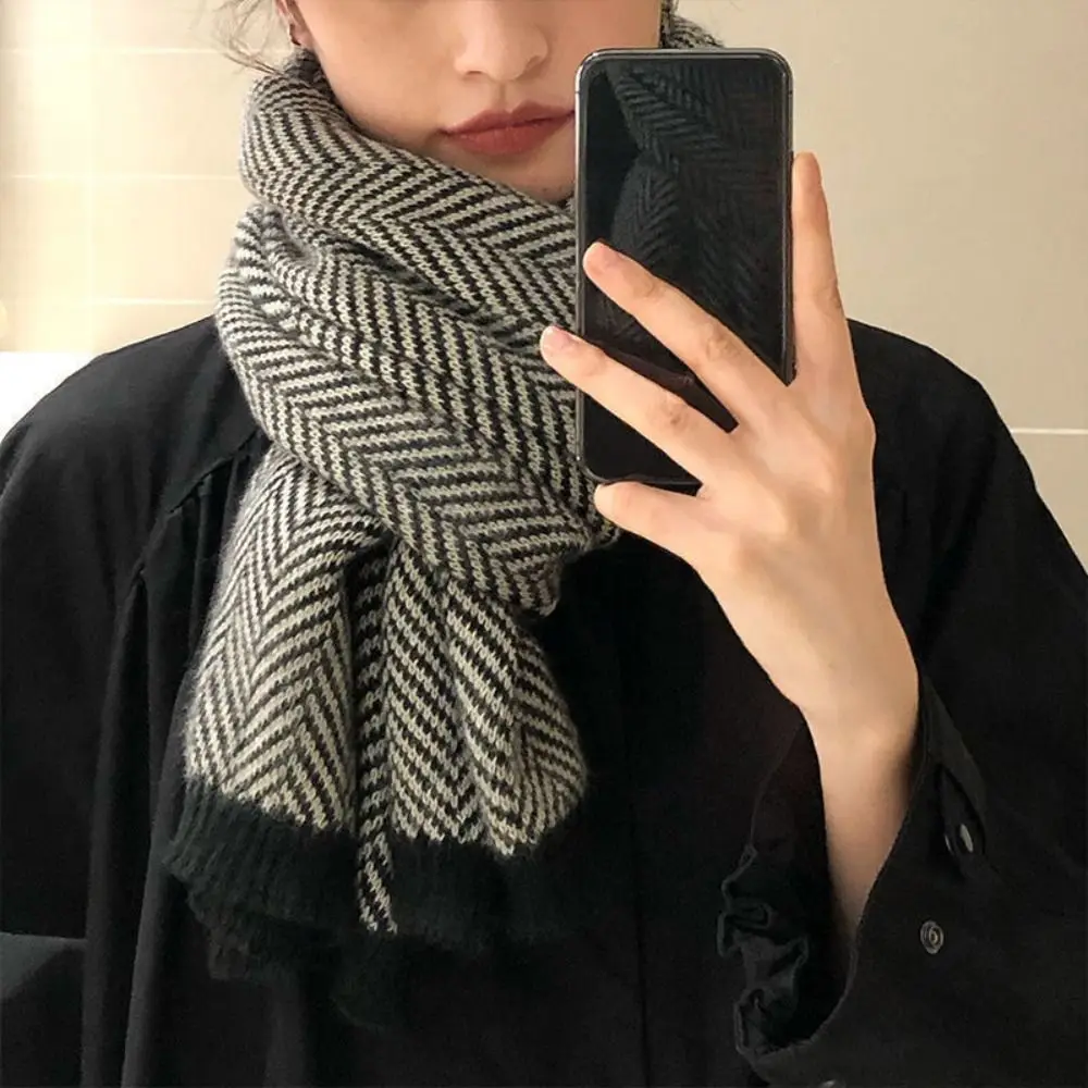 

Retro Plush Imitate Cashmere Wool Scarf Soft Warm Winter Cashmere Scarves Korean Style Thicken Long Shawl Women