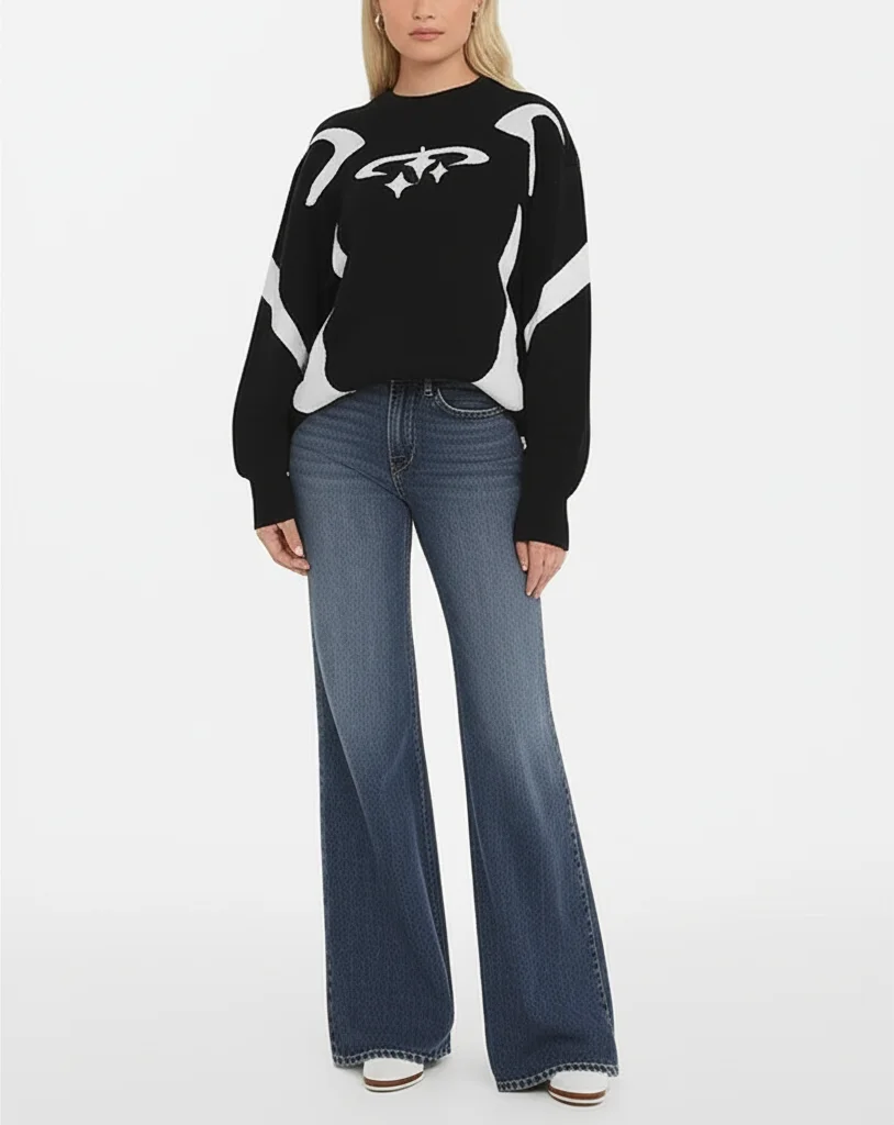 

Unisex All-match Casual Clothes Men's Vintage Knitwear Y2K Stars Print Sweaters Male Winter Harajuku Oversized Pullover Sweater