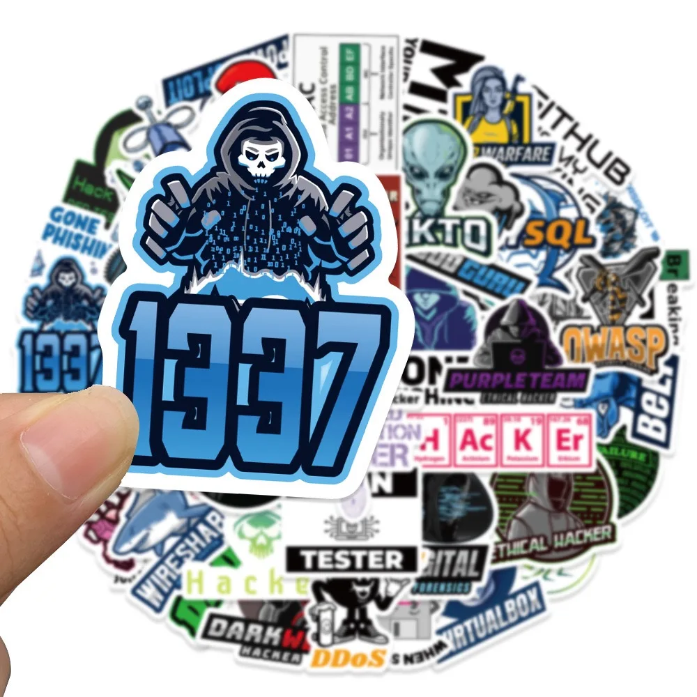 50pcs Cool Network Error Hacker Programming Stickers Funny IT Engineer Computer Sticker Luggage Laptop Guitar Phone Decals