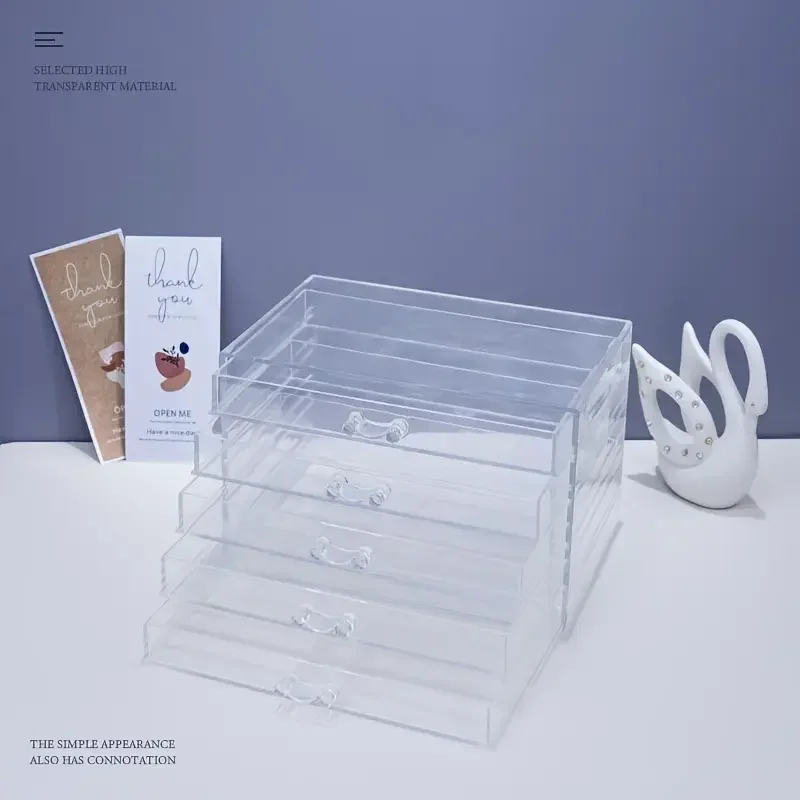 Large 5-layer Transparent Acrylic Desktop Storage Box Stationery Organizer Pen Holder Multifunction Organizers Desk Accessories