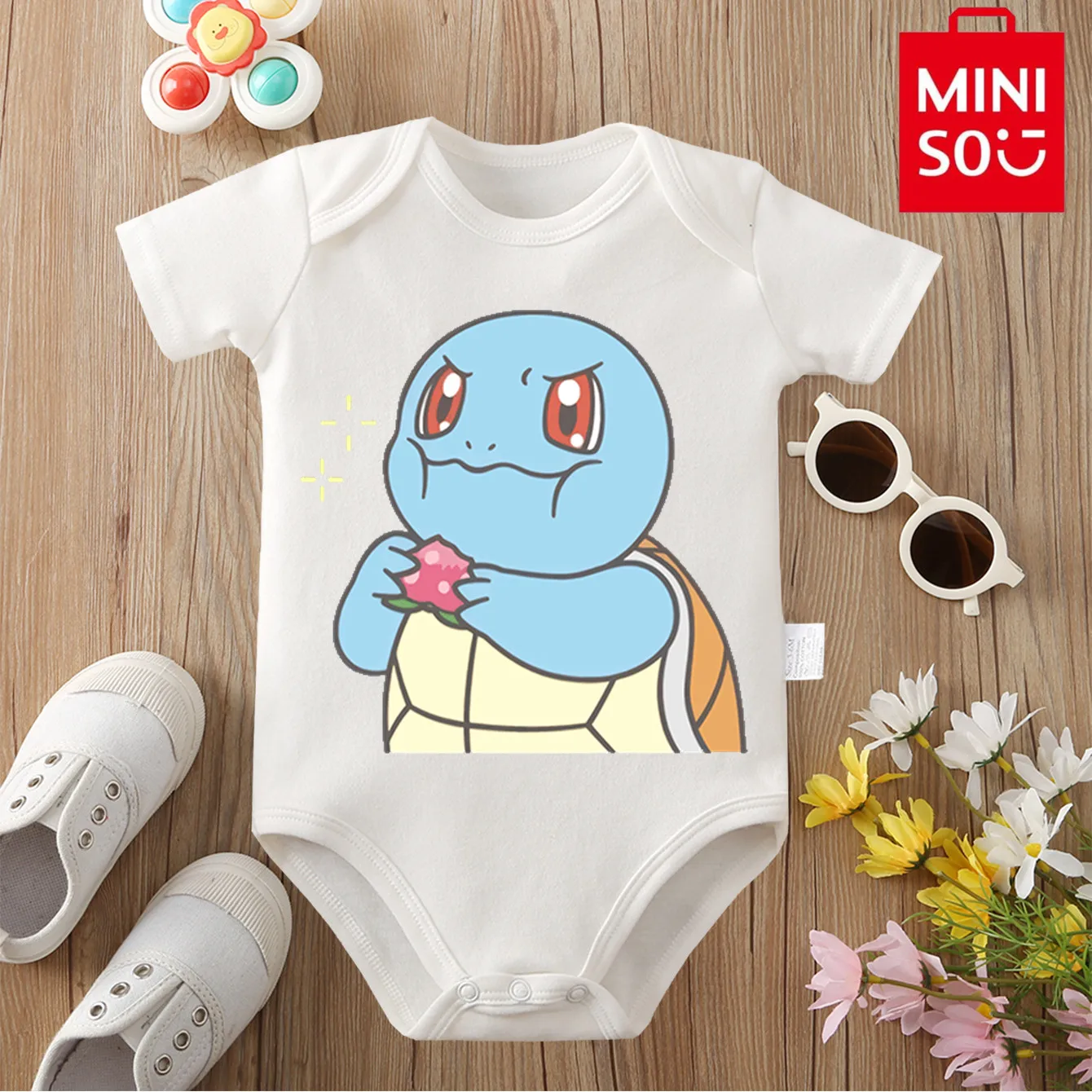 

MINISO Pocket Monster Tyranitar Onesie Japanese Style Bodysuit for Baby Pure Cotton Cloths Jumpsuit for 0 To 12 Months Newborn