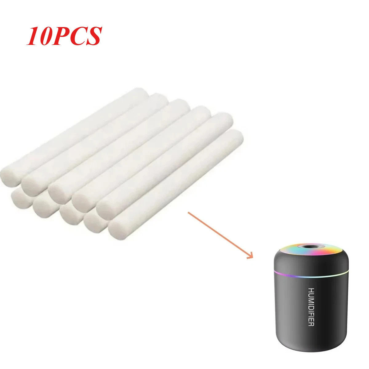 Filtro humidificador de 10 piezas, 7x76mm, repuesto especial, barra de esponja de algodón para humidificador USB H09, difusor de aroma, humidificador de aire