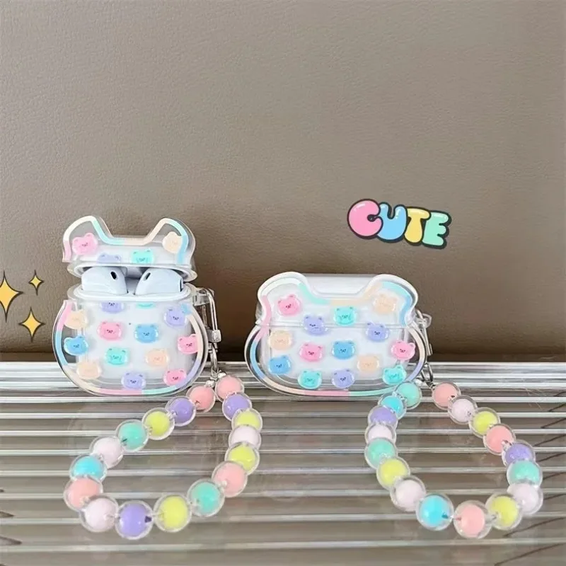 Candy Colour Bear For Airpods Cases Pro Pro2 Case For Airpods 1 2nd 3rd Generation Silicone Clear Bluetooth Earphone Case Cover