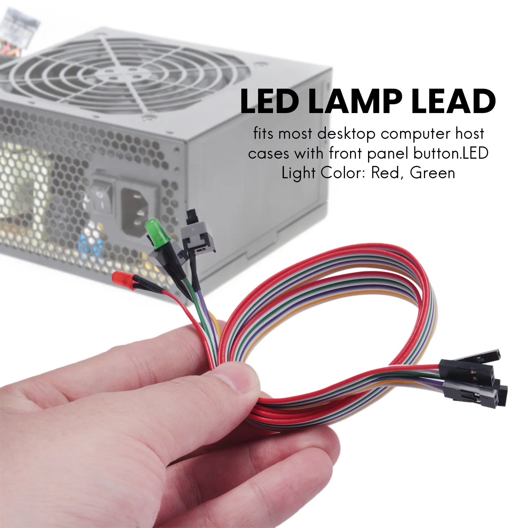 SCLS PC Case Red Green LED Lamp ATX Power Supply Reset HDD Switch Lead 20
