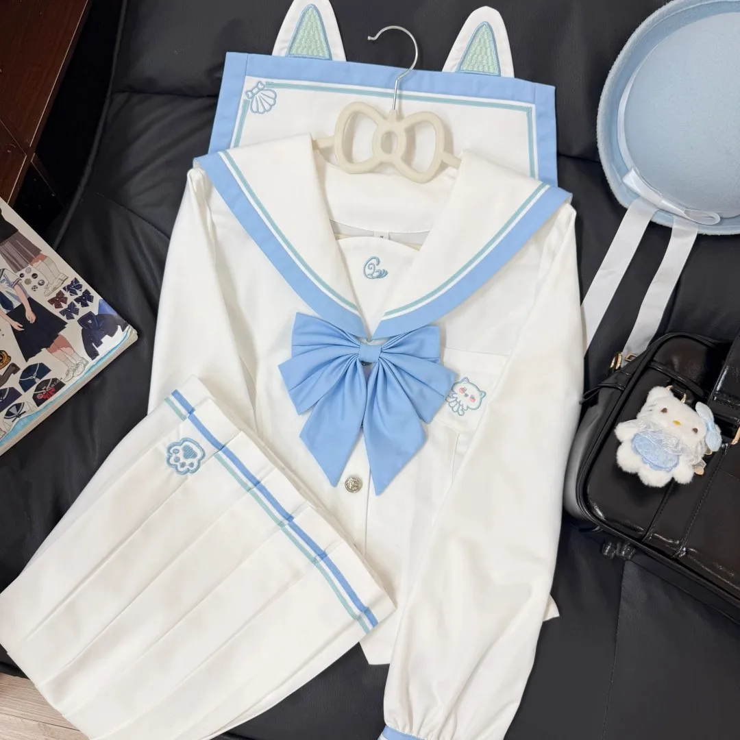 Uniforme Escolar Japonés Estilo Marinero Blanco para Estudiantes, Uniforme Escolar Japonés, Uniforme Coreano para Mujeres, Uniforme de Graduación de Secundaria