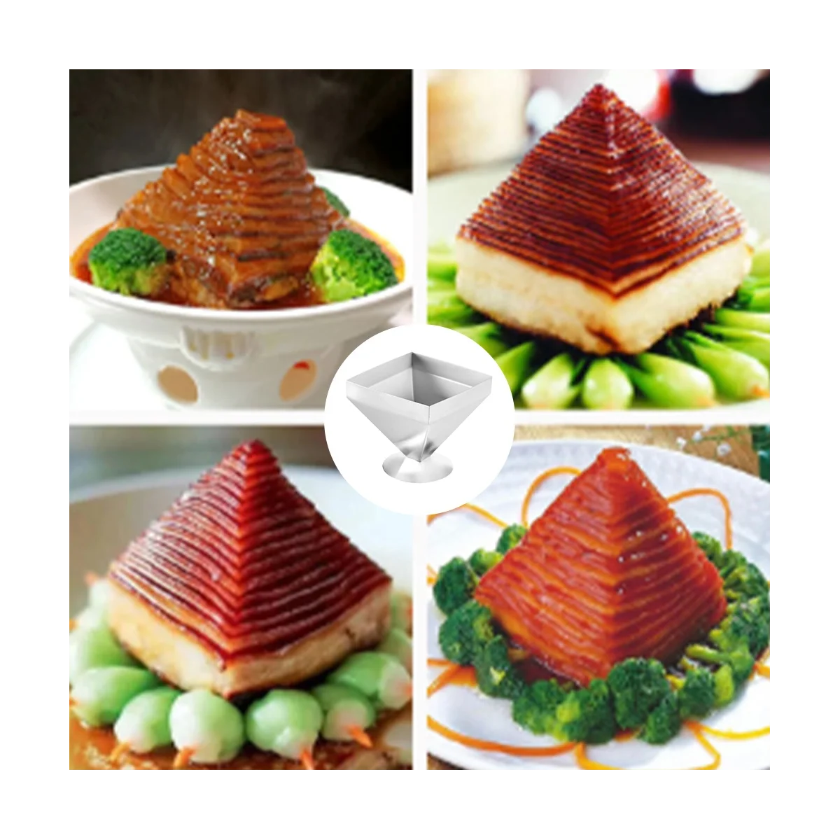 Stainless Steel Square Pagoda Meat Mold, Salad Dishes Fried Rice Shaping Mold,Kitchen Hotel Dish Tools