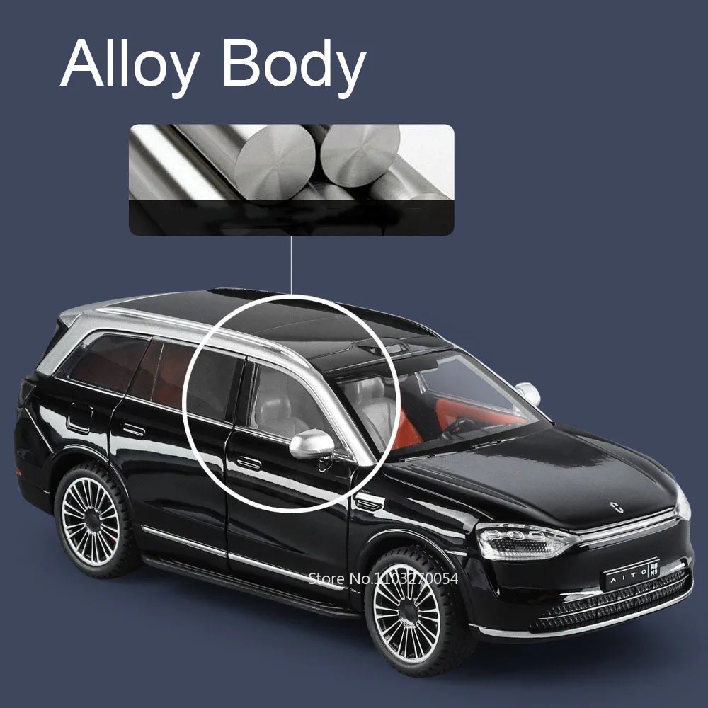 1:24 Sailux AITO M9 Diecast نماذج اللعب سبيكة سيارة زخرفة ضوء الصوت التراجع الأبواب مفتوحة سيارات مصغرة هدايا الأطفال