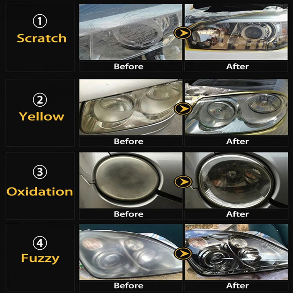 Auto Wax Headlights Restoration Polish Kit Car Headlight Polishing Paste Liquid Light Repair Anti-scratch Maintenance Coating