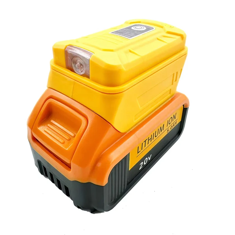 With Dual USB Fast Charging Battery Adapter for Makita for Dewlt 14.4-18V Li-ion Battery Portable LED Light Power Bank Charger